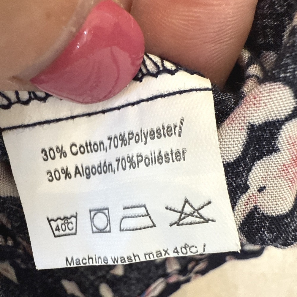 Yozly Womens Floral Zip Front House Dress Navy Pink Ditsy Print Lounger Small - Picture 6 of 8